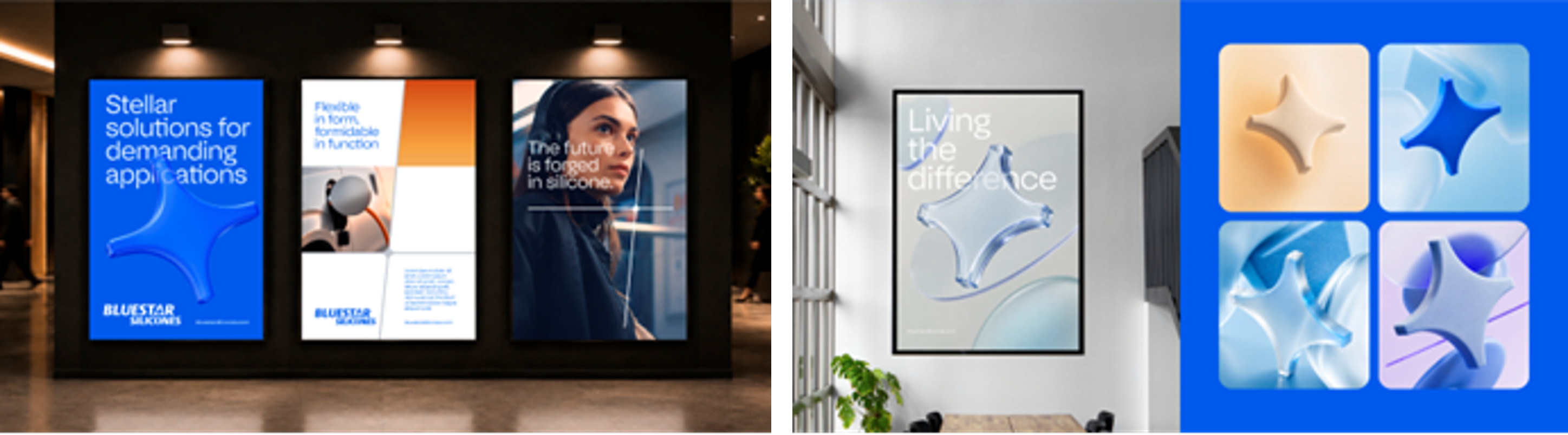 Bluestar Silicones new brand – prototype of key visuals 