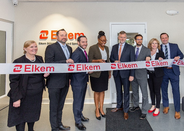Ribbon picture : Elkem Inaugurates its New Highly Specialized Medical Grade Silicone Facility in York, S.C. Pictured left to right: Leeanne Brown, Michael Goglia, Bob Waitt, Deputy Secretary Ashely Teasdel, Bertrand Mollet, Matt Pickvet, Karen O’Keefe, James Chappell